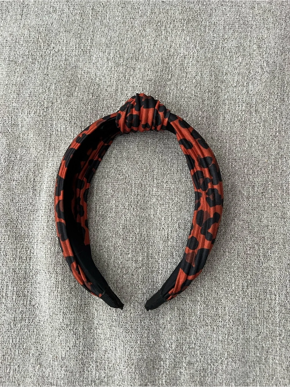 Knotted Leopard Print Headband in Rust Brown and Black